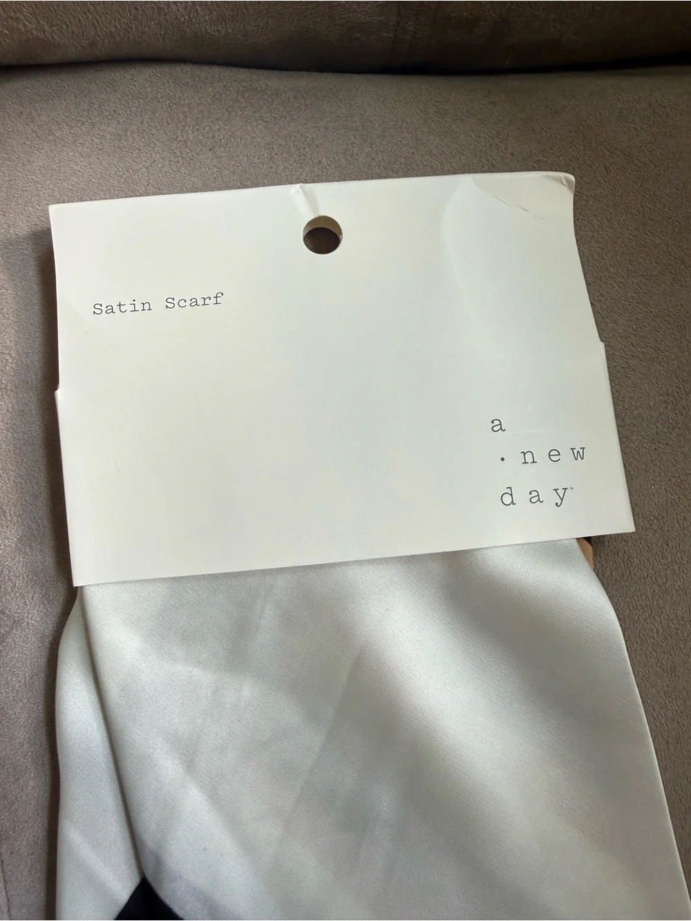 a new day Cream Satin Scarf with Black & Tan Stripes